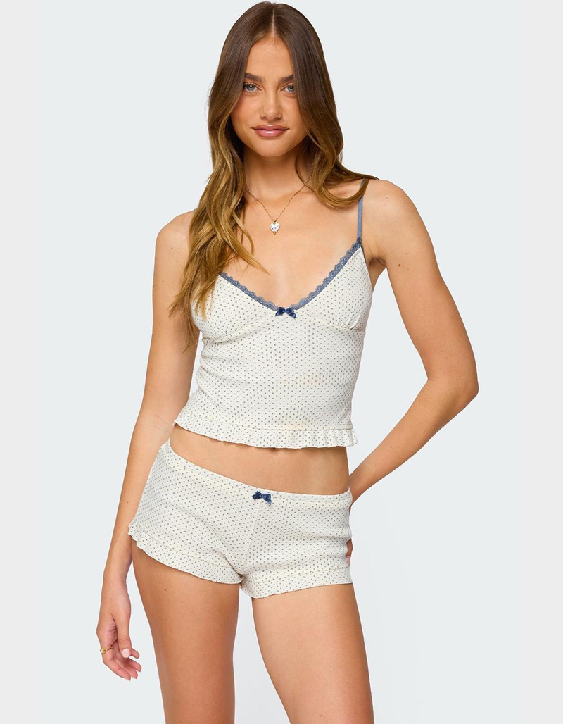 EDIKTED Avalon Dotted Pointelle Ruffle Tank Top image number 0
