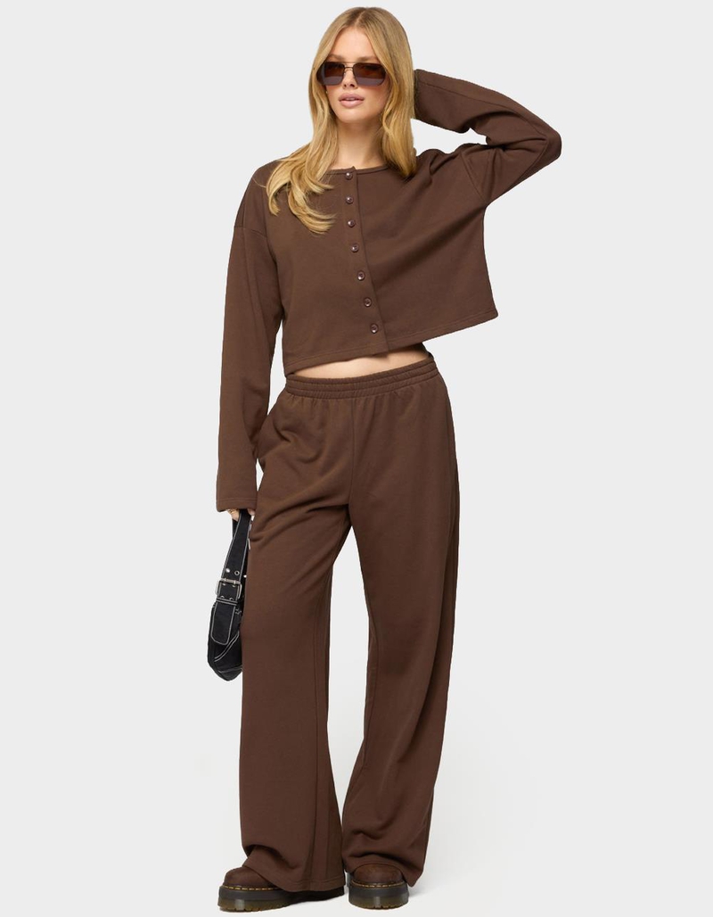 EDIKTED Binah Oversized French Terry Button Up Sweatshirt image number 4