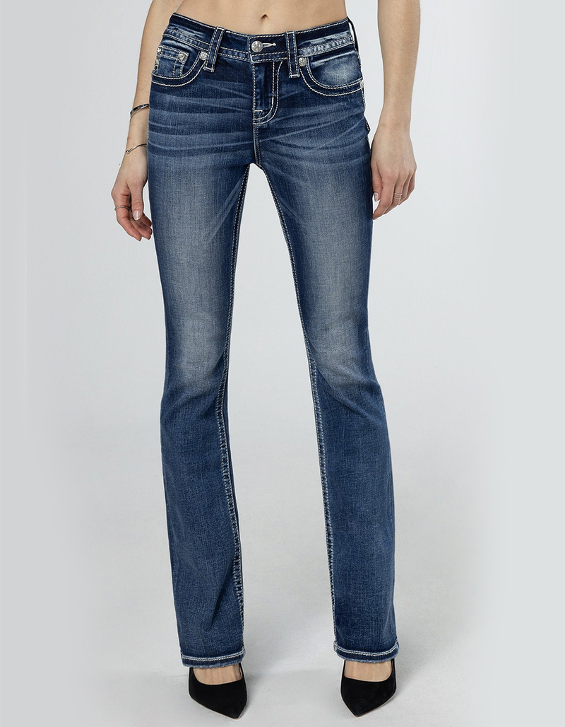 MISS ME Fleur De Lis Womens Bootcut Jeans image number 0