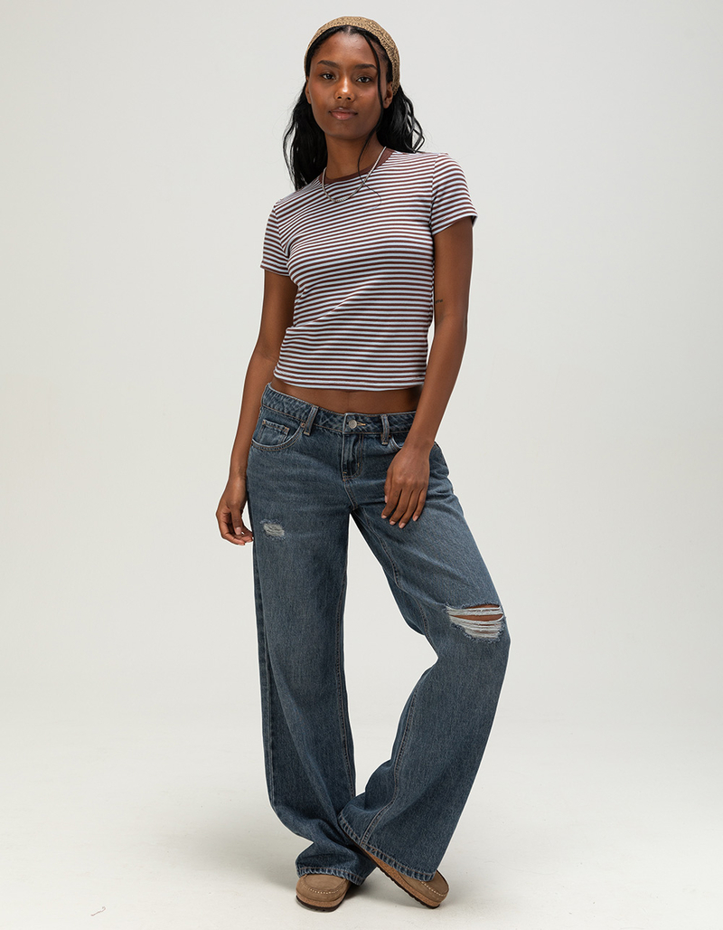 TILLYS Womens Stripe Ringer Tee image number 4