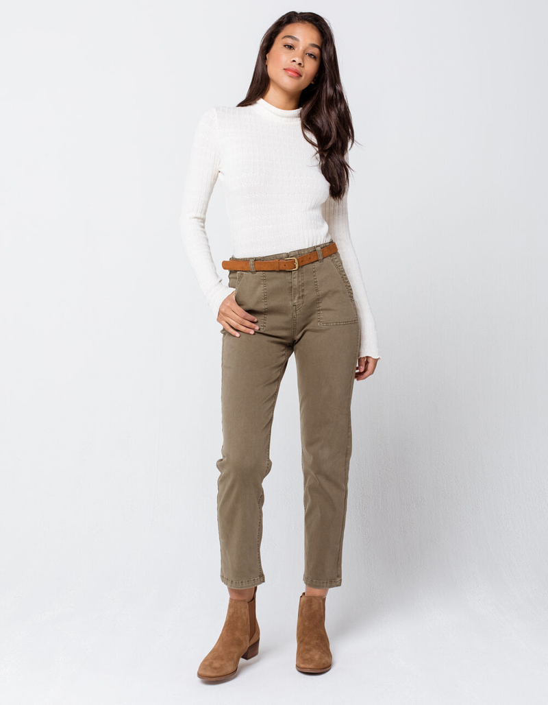 IVY & MAIN Mock Neck Ivory Womens Pointelle Knit Top image number 4