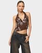 EDIKTED Sequin Asymmetric Mesh Halter Top image number 1