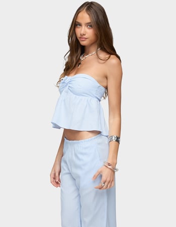 EDIKTED Cersei Striped Tie Front Strapless Top Alternative Image