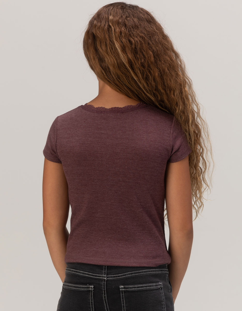 FULL TILT Washed Notch Neck Girls Top image number 3