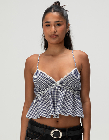 RSQ Womens Plaid Babydoll Top Primary Image