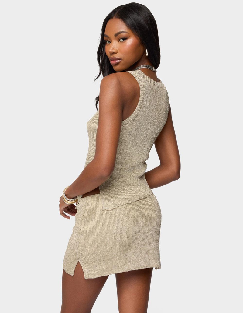 EDIKTED Goldy Asymmetric Metallic Knit Top image number 2