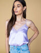 WEST OF MELROSE Smooth Talker Satin Lace Lavender Womens Cami image number 1