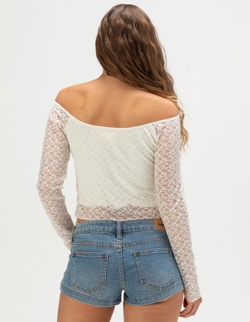 FULL TILT Womens Lace Cinch Top image number 3