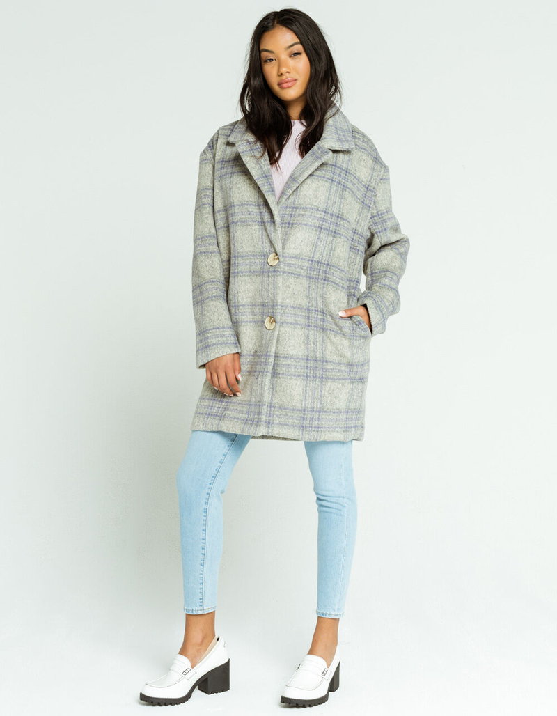 KNOW ONE CARES Plaid Womens Coat image number 3