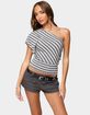 EDIKTED Asymmetric Striped One Shoulder Top image number 1