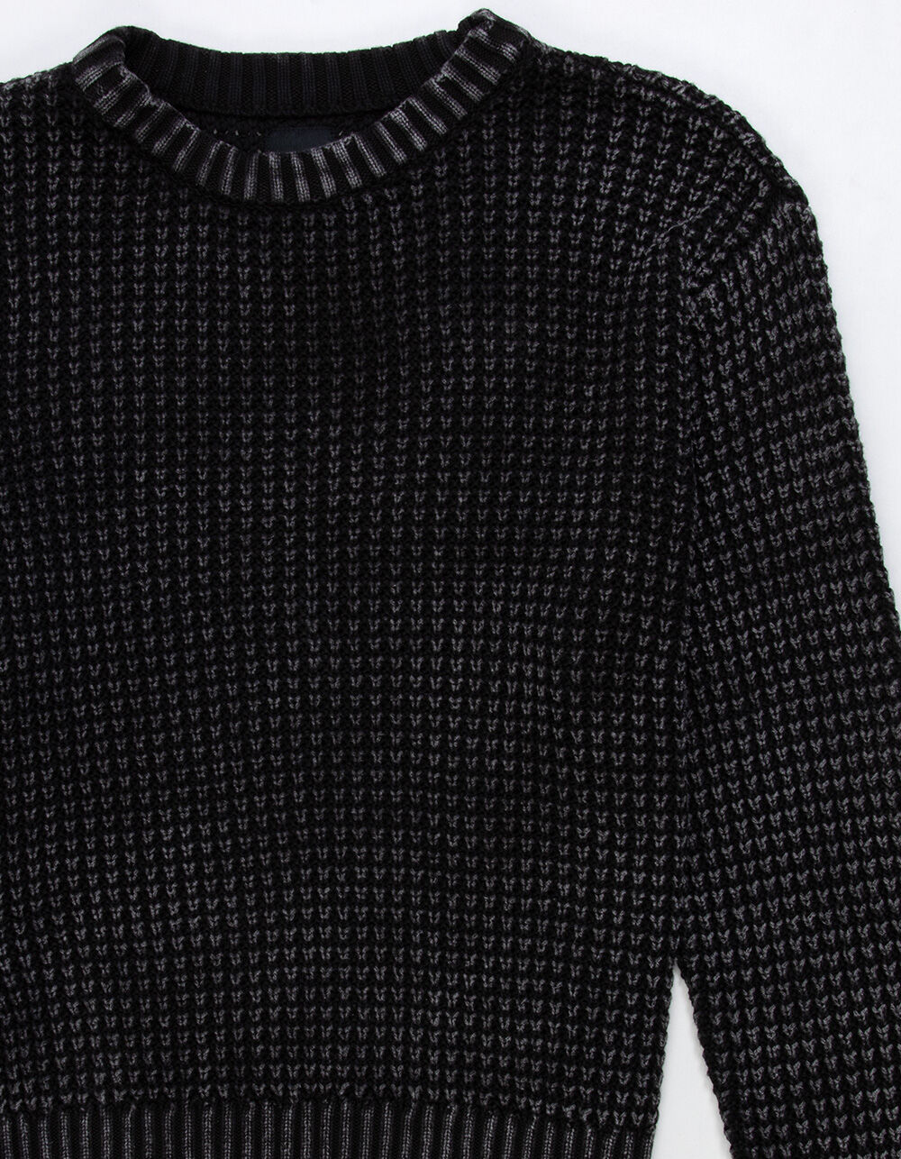 RSQ Mens Washed Waffle Sweater - BLACK - L | Tillys