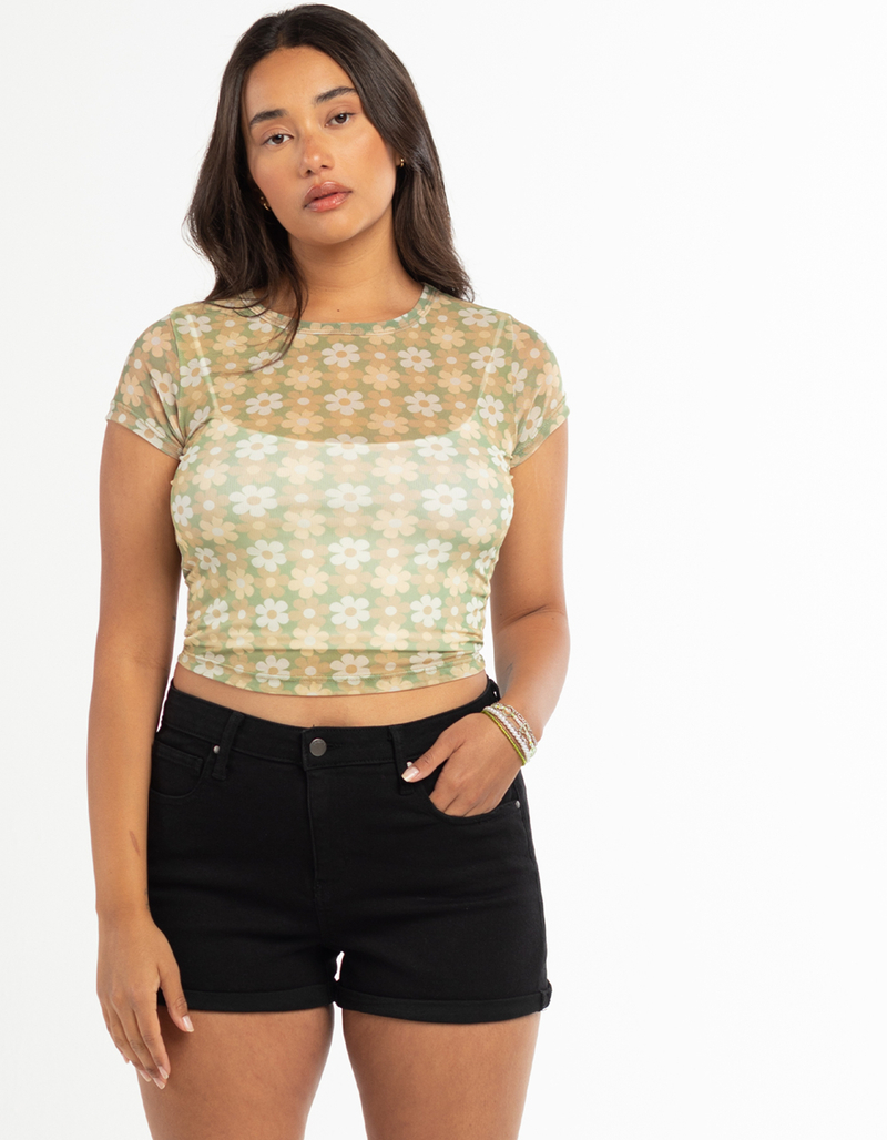 RSQ Womens High Rise Cuffed Denim Shorts image number 3