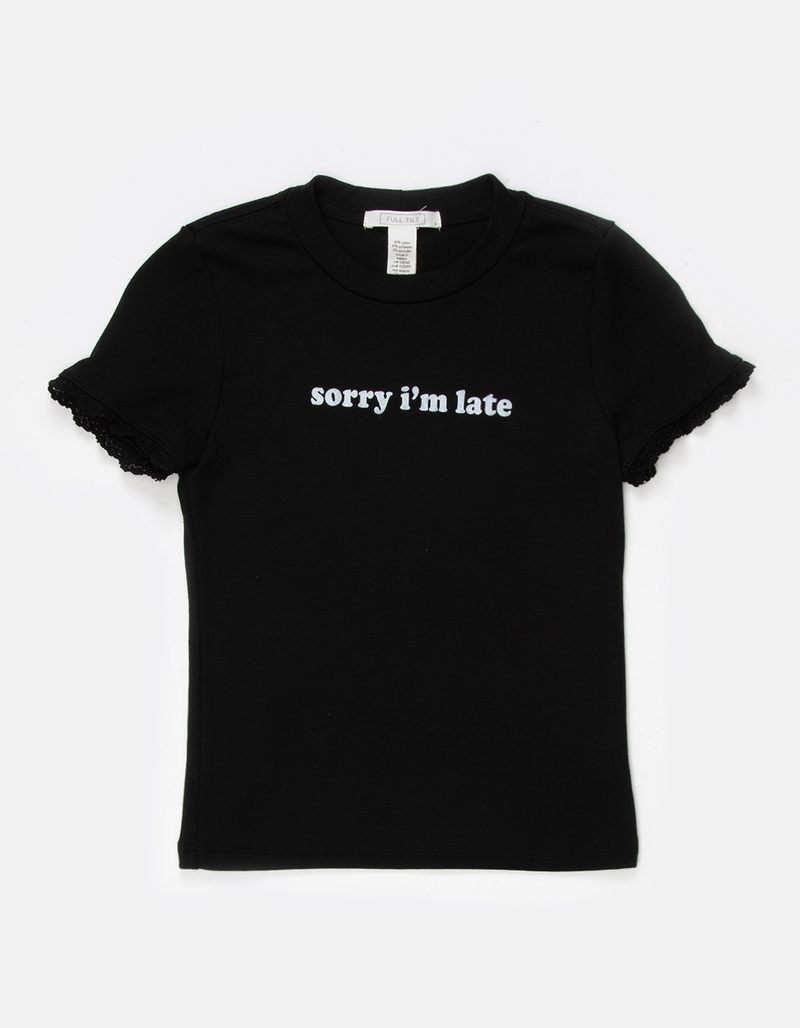 FULL TILT Sorry I'm Late Lace Girls Tee image number 0