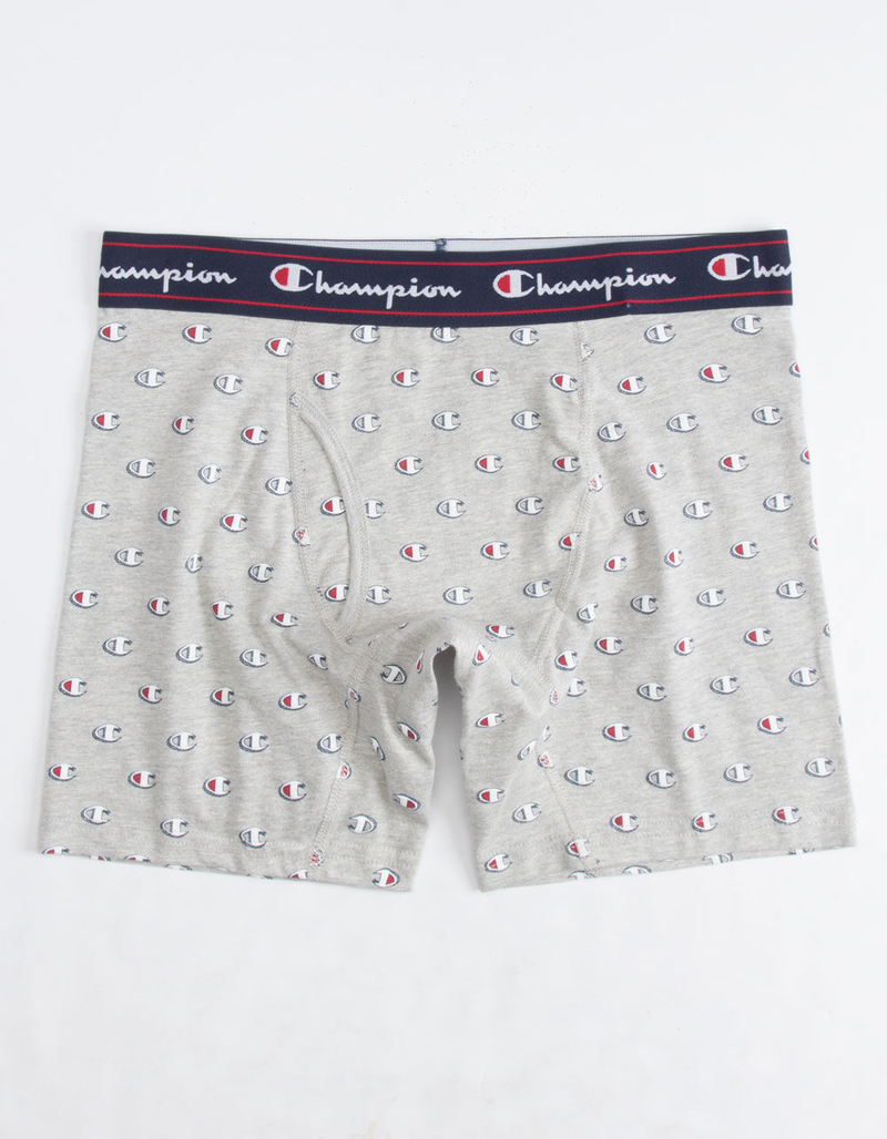 CHAMPION C Logo Printed Heather Gray Mens Boxer Briefs image number 0