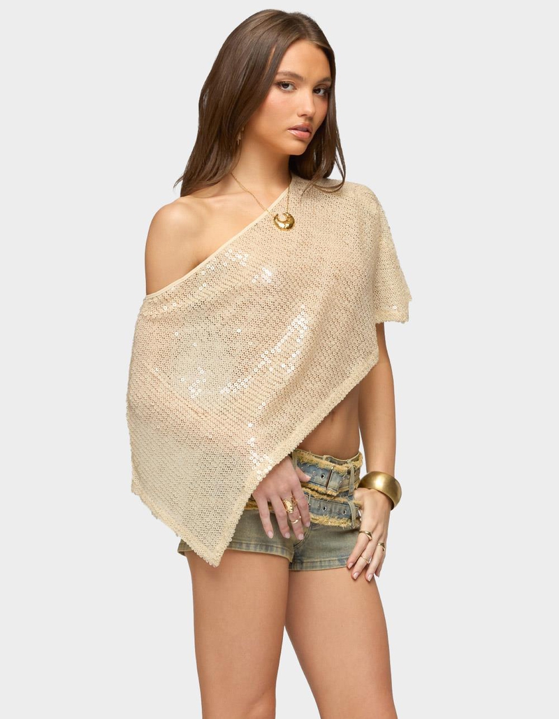 EDIKTED Alanna Sheer Sequin Poncho image number 1