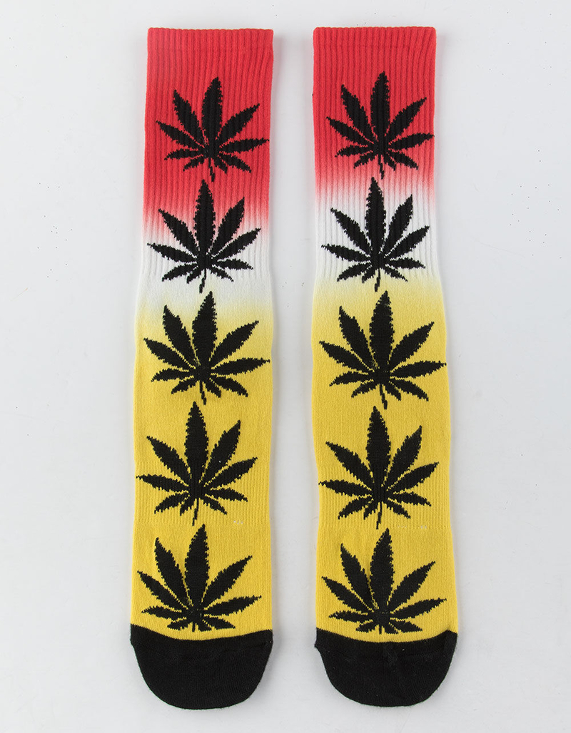 HUF Plantlife Gradient Dye Yellow Mens Crew Socks image number 0