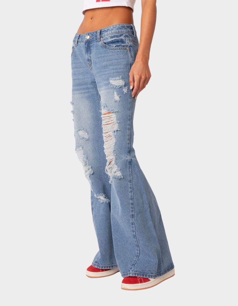 EDIKTED Low Rise Distressed Wide Leg Jeans image number 2