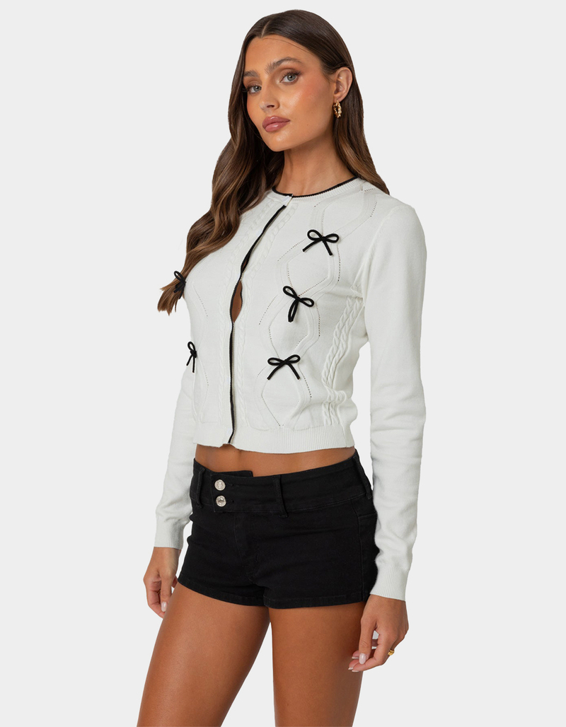 EDIKTED Contrast Bow Knit Cardigan image number 2