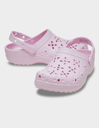 CROCS Floral Cut-Out Womens Classic Clogs Primary Image
