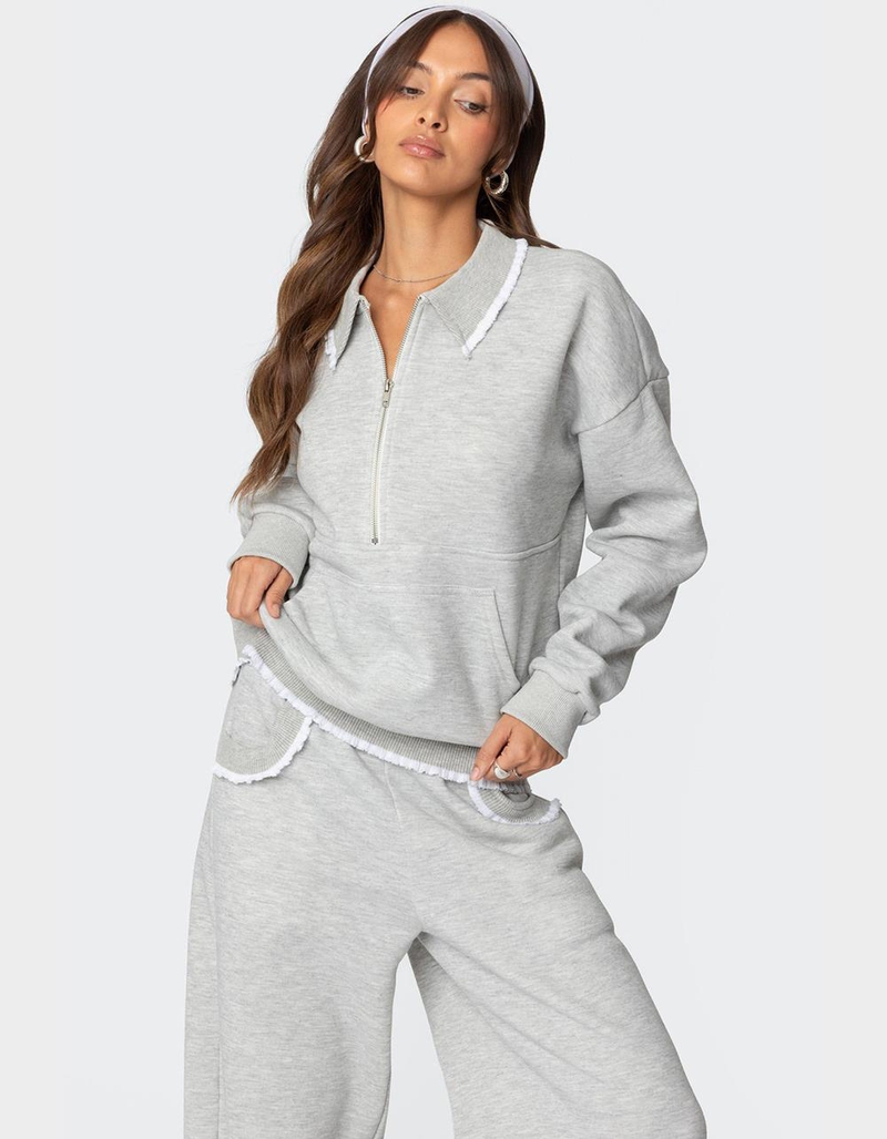 EDIKTED Ashtin Ruffle Trim Sweatshirt image number 0