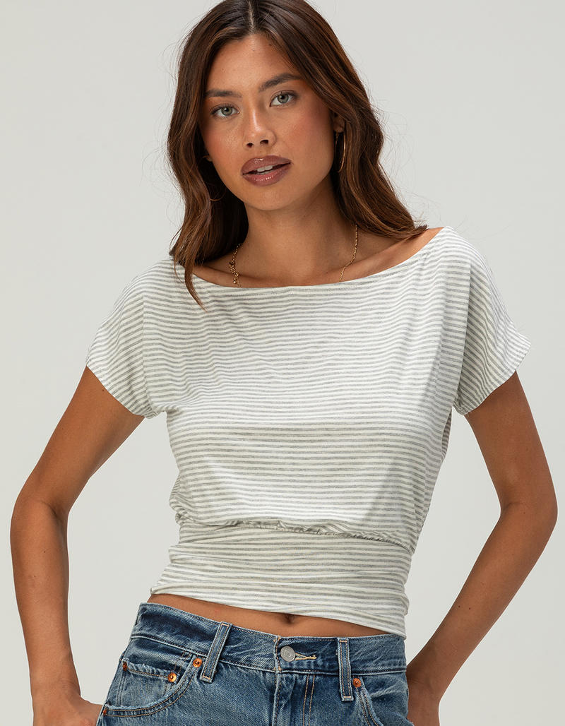 FULL TILT Womens Off The Shoulder Banded Bottom Top image number 0