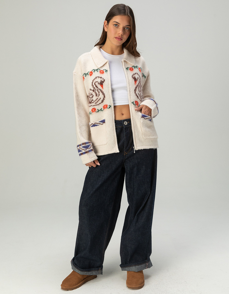 OBEY Swans Womens Zip-Up Sweater image number 4