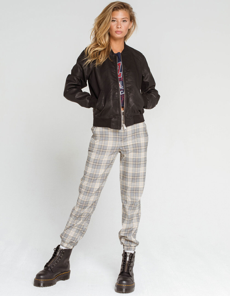 CI SONO Quilt Lined Faux Leather Womens Bomber Jacket image number 3