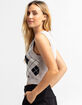 SAY WHAT Womens Gray Combo Argyle V Neck Vest image number 2
