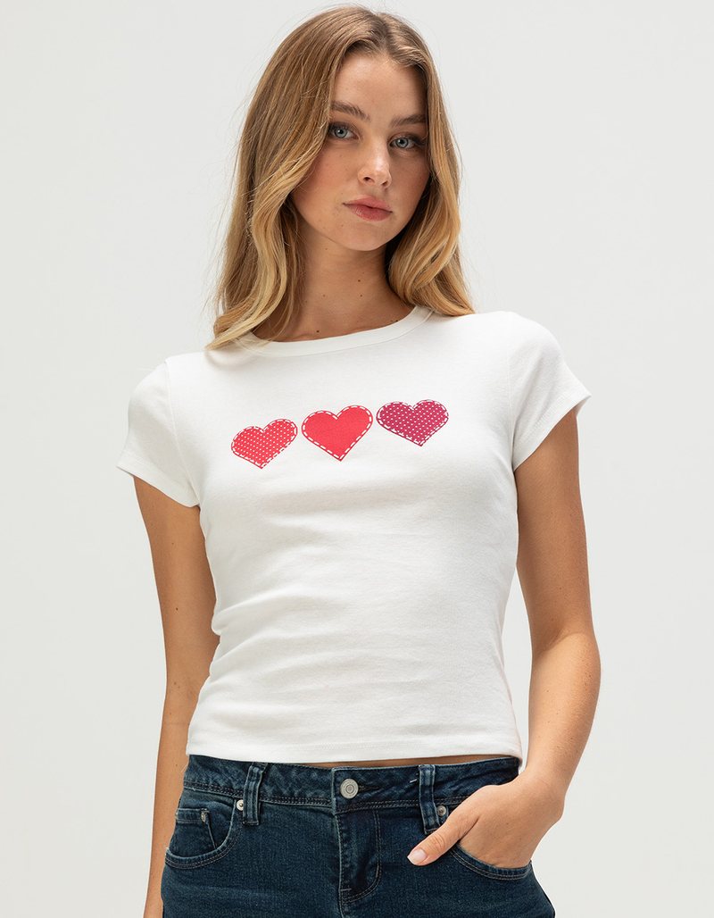FULL TILT Heart Puff Womens Baby Tee image number 0