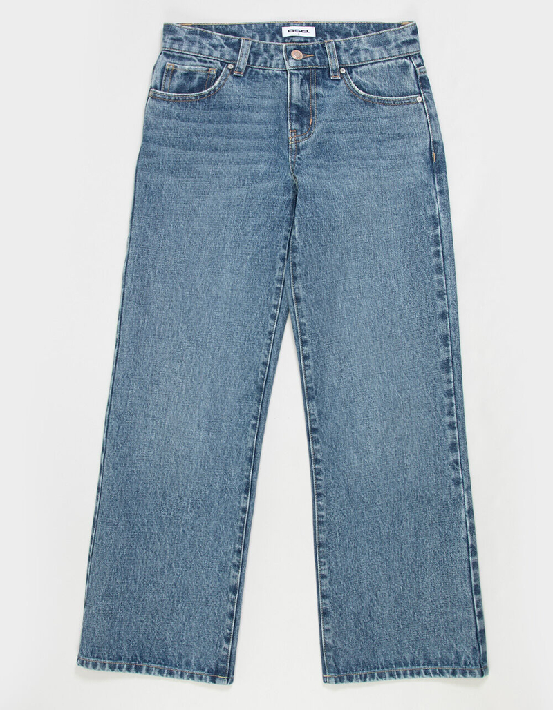 RSQ Girls Low Rise Embroidered Pocket Wide Leg Jeans image number 3