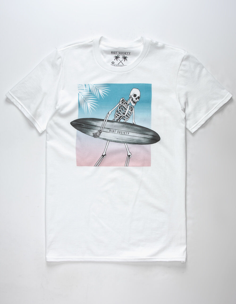 RIOT SOCIETY Skeleton Surf Mens T-Shirt image number 0