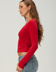 TILLYS Womens Long Sleeve Surplice Tee image number 3