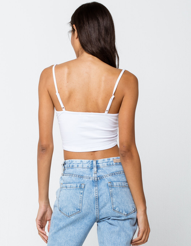 IVY & MAIN Solid Surplice Womens White Crop Cami image number 2