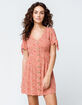 SKY AND SPARROW Ditsy Floral Button Front Coral Dress image number 2