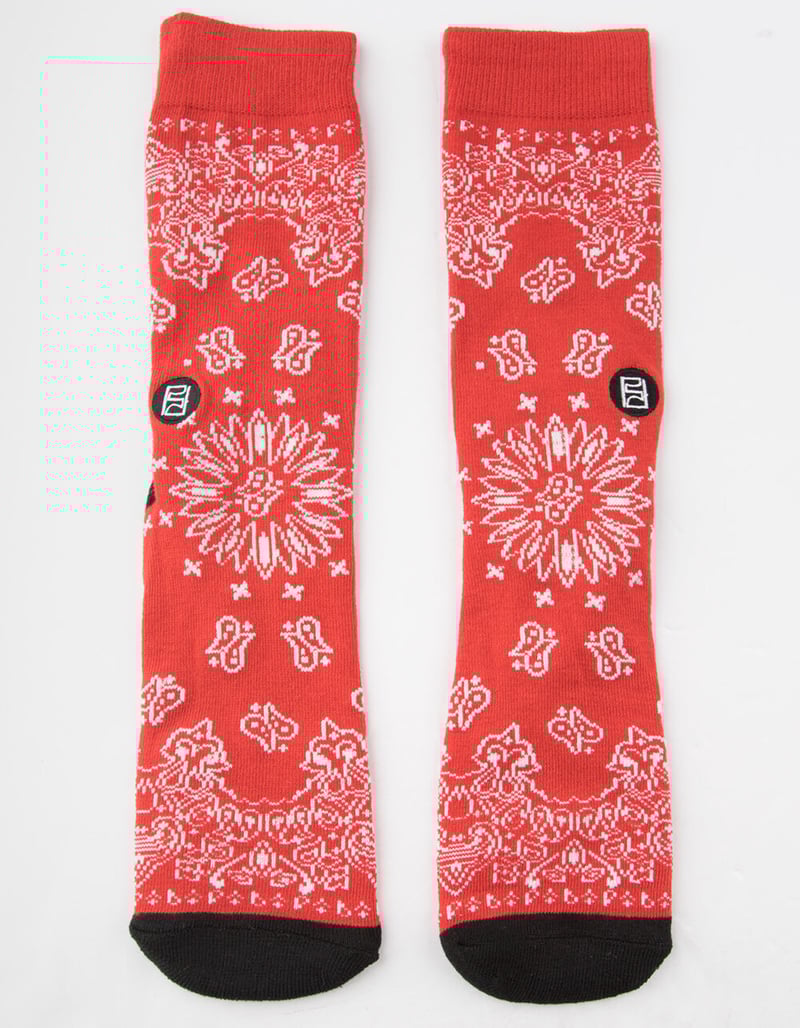 PSD Red Bandana Mens Crew Socks image number 0