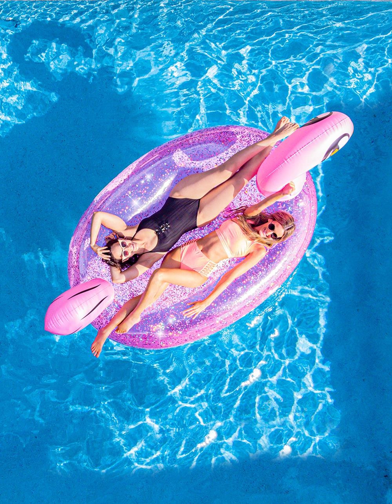 POOLCANDY Glitter Flamingo Gigantic Beach & Pool Raft image number 1