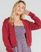 FULL TILT Essentials Womens Burgundy Crop Hoodie image number 1