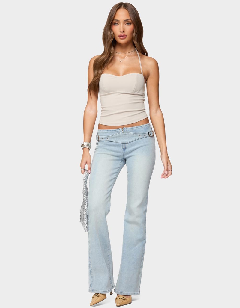 EDIKTED Kenza Belted Low Rise Flared Jeans image number 4