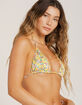 FULL TILT Floral Smocked Triangle Bikini Top image number 2