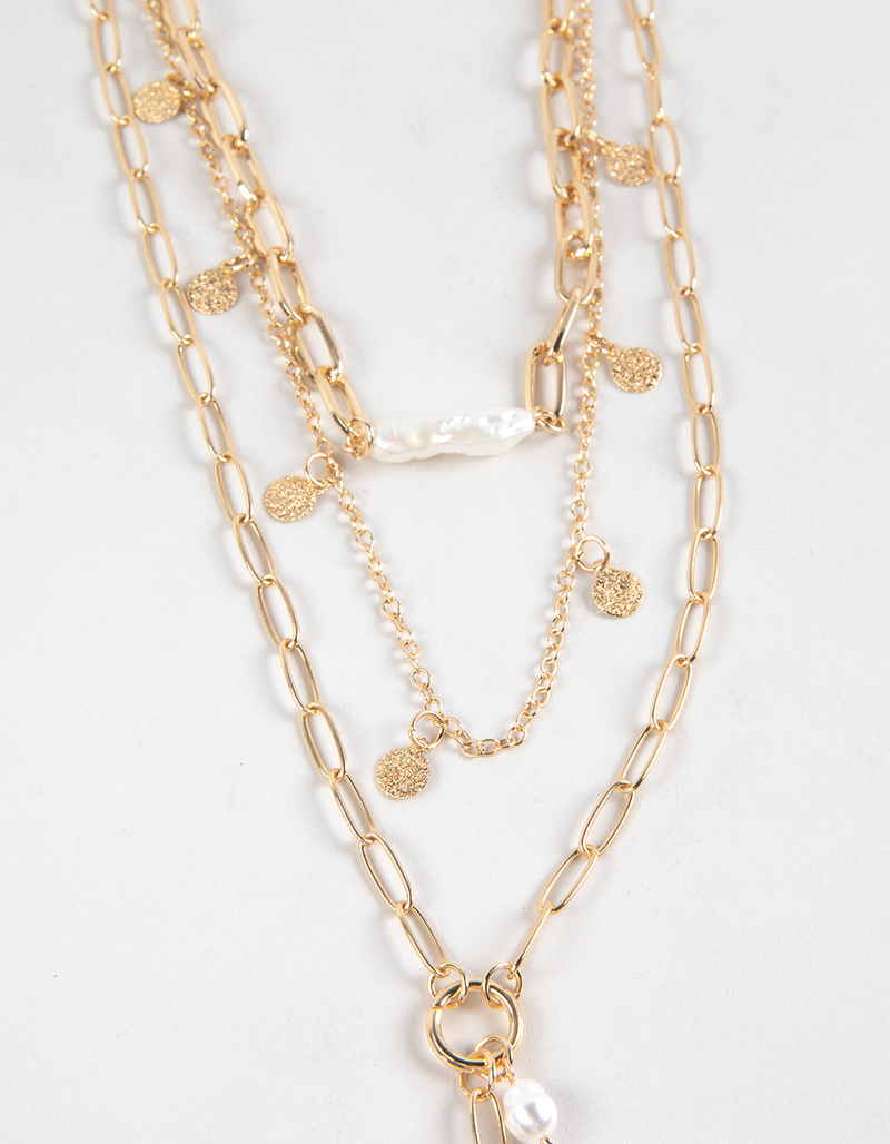 FULL TILT Layered Faux Shell/Coin Necklace image number 1