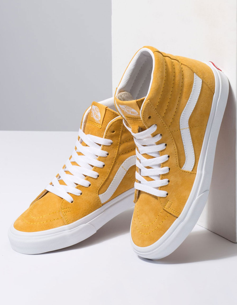 VANS Pig Suede Sk8-Hi Mango Mojito & True White Womens Shoes image number 2
