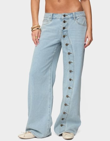 EDIKTED Adison Button Low Rise Baggy Jeans Alternative Image