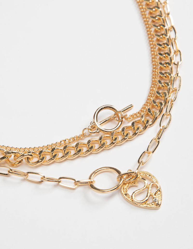 FULL TILT Layered Heart & Snake Necklace image number 1