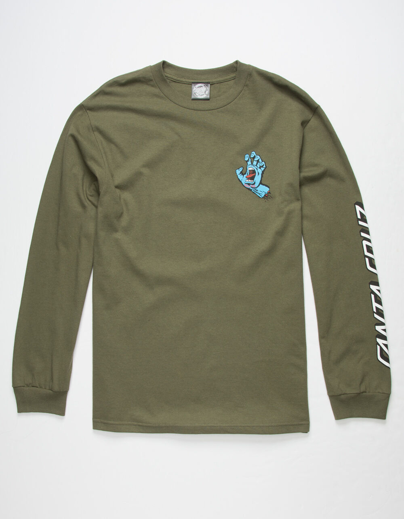 SANTA CRUZ Screaming Hand Mens Military Green T-Shirt image number 1