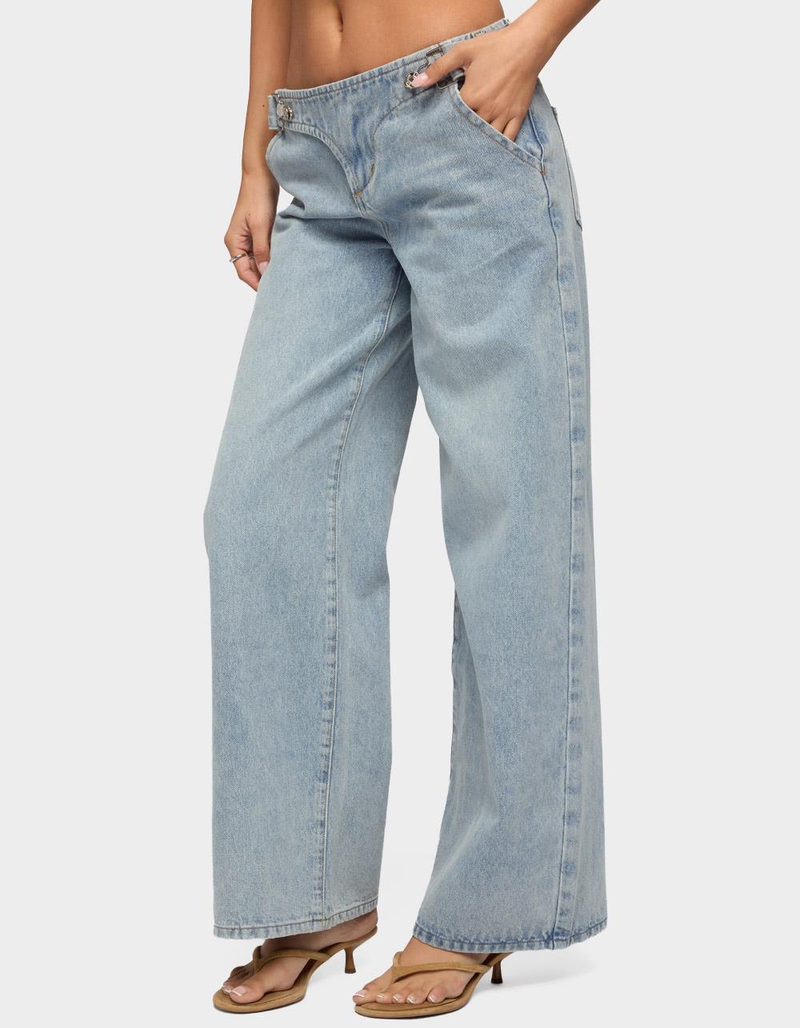 EDIKTED Buckled Low Rise Baggy Jeans image number 1