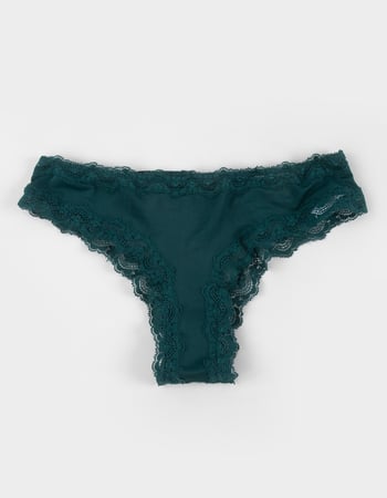 FULL TILT Polka Dot Mesh Back Lace Trim Thong Primary Image