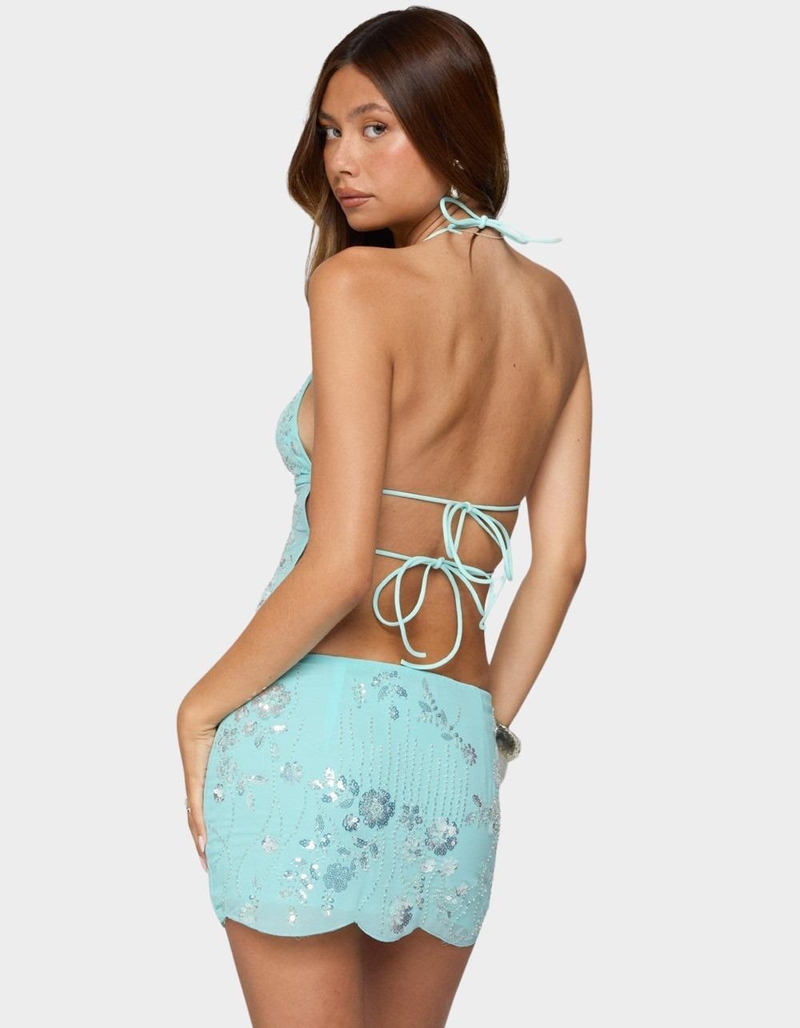 EDIKTED Nelley Backless Beaded Sequin Chiffon Top image number 1
