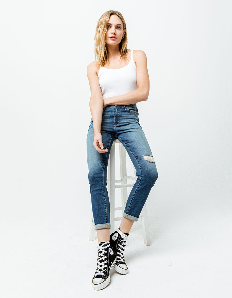 RSQ High Rise Ankle Dark Blast Womens Ripped Skinny Ripped Jeans image number 0