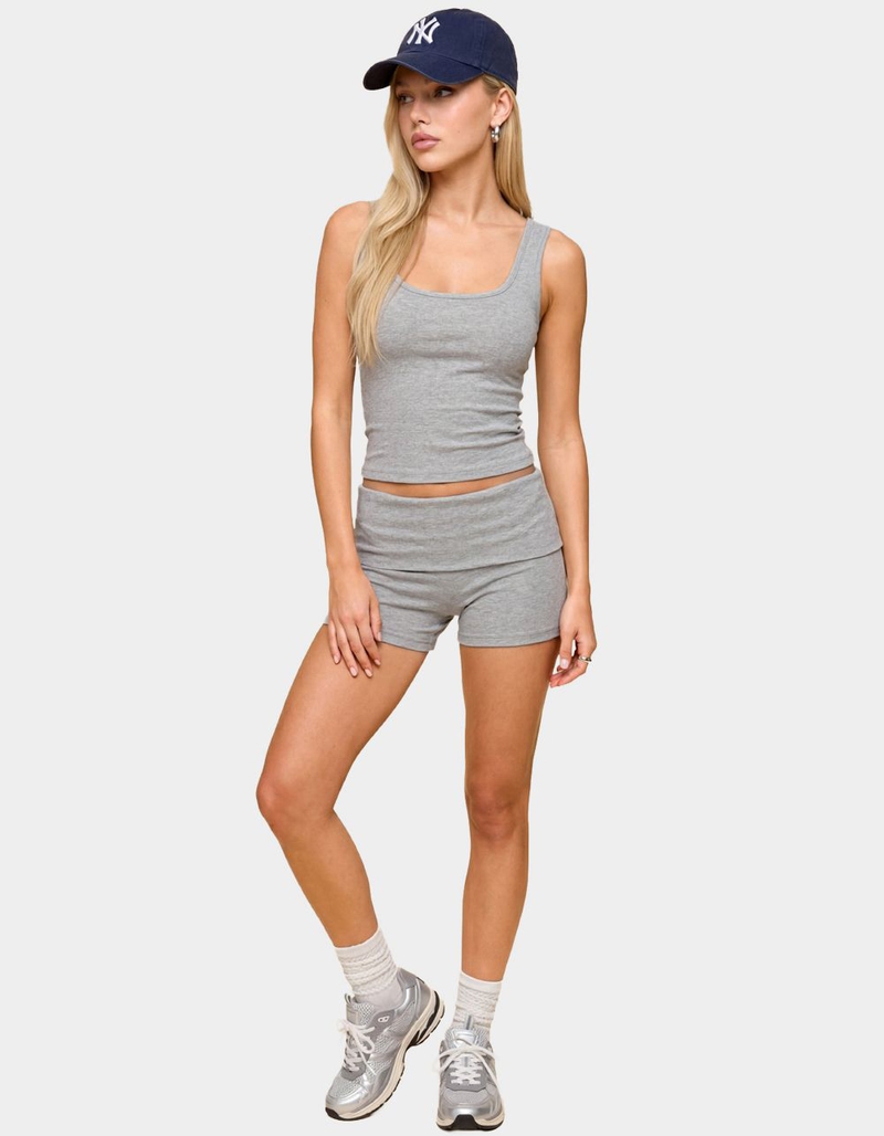 EDIKTED Audrea Ribbed Foldover Biker Shorts image number 4