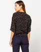 IVY & MAIN Floral Tie Front Black Womens Top image number 3